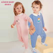 Love children infants and children March boys and girls baby autumn and winter padded long-sleeved jumpsuit climbing clothes wear thick outside