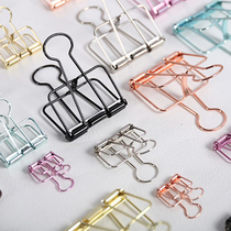 Cute hollow metal long tail clip small fresh color small medium large bill clip dovetail clip book clip