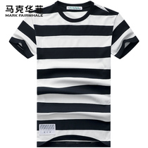 Mark Waffee Short Sleeve T-shirt Male Stripe 2022 Summer New Chaoters Lovers Sea Soul Shirts Navy Loose Half Sleeves