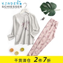 Germany Shuya childrens pajamas pure cotton girls home clothes thin long-sleeved little girl suit 3F-17419H