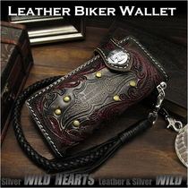 New Personality Handmade Harley Indian Cowhide Rider Long Wallet 925 Silver Buckle Vintage Locomotive Cloth