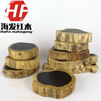 Ebony log base purple sandalwood Wood root with shaped mahogany base strange stone purple sand teapot antique base support