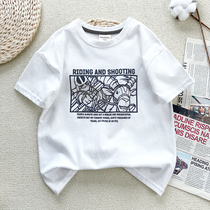 Early childrens clothing 2022 Summer new boy short sleeve T-shirt pure cotton neutral loose shoulder children CUHK children