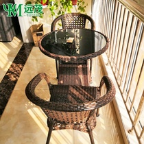 Far-lush outdoor net red balcony Small table and chairs One table Two-chair tea table rattan chair Three sets of casual tea table and chairs