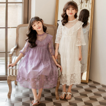 Girls dress foreign style children autumn clothes 2021 new dress lace dress Net Red children princess cake dress