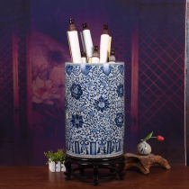 Jingdezhen ceramic painting and calligraphy storage cylinder scroll cylinder word painting tube Chinese living room study ice crack floor quiver