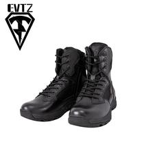 EVTZ New Anti-Puncture Combat Boots Special Soldiers Tactical Boots Genuine Leather Side Zipped Black Army Meme Combat TJ99