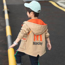 Boy trendy jacket spring clothing 2022 new childrens clothing spring and autumn windfall boy foreign air CUHK child clip cotton clothing tide