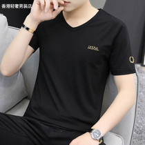 Ice silk short sleeve t-shirt male summer 2022 thin section Korean version trendy pure cotton blouse male modee half sleeve compassionate