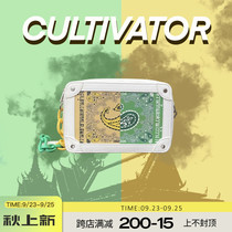 Cultivator original trend personality Street Thai elements yellow-green color color cashew flower leather crossbody square box bag
