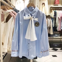 2022 Spring new Little Bear JK College Wind lining Neckline Butterfly Knot slim shirt Female TTYA214901S