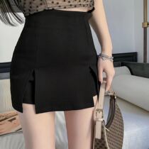 Sexy small split skirt pants women's 2021 autumn new Joker high waist A- shaped hip slim skirt