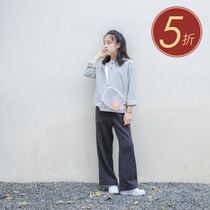 Hetao garment original parent-child clothing thick version knitted imitation wool wide leg pants spring and autumn warm Joker trousers