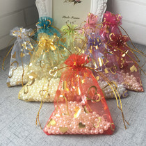 Bronzing peach heart-shaped yarn bag Gift packaging bag Jewelry bag Happy sugar happy egg bag Candy bag bundle pocket Sample bag