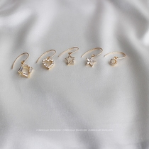 Knock the beautiful pattern ear hook phase II American 14K gold shiny ear hook pendant earrings series