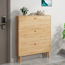 Nordic Solid Wood Shoe Cabinet Doorway Large Capacity Minimalist Modern Small Household Type Entrance Living Room Door Hall Cupboard Tipping style