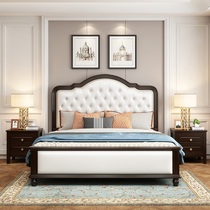 Small American wood bed 1 8 meters master continental double modern minimalist white soft by 1 5m bedroom nuptial bed