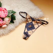 Sexy Dingy Pants Woman Mulberry Silk Ladies Underwear No Marks Low Waist Breathable Tempting Tpants Silk Slip Satin Blue Geometry