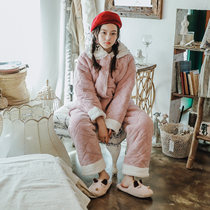 Lin Mengshi family moon clothes cotton and velvet thickened postpartum pregnant womens pajamas autumn and winter women discharged from the hospital