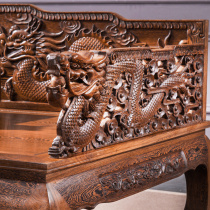 Chicken winged Wood Arhan bed three-piece set Chinese solid wood living room carved beauty bed bedroom single bed mahogany furniture