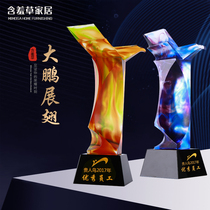 Glass trophy custom-made crystal creative lettering Excellent staff champion activities award souvenirs