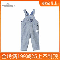 2 fold British spring boys denim strap trousers boys cotton casual suspenders 182A0044