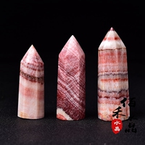 Natural red stone single pointed hexagonal prism feng shui ornaments pork stone original stone polished crystal column Home Office furnishings