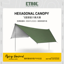 ETROL flying mouse outdoor canopy ultra-light portable camping tent waterproof sunscreen awning coated with silver sky curtain