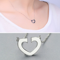 Pure silver S925 silver necklace with female star same minimalist happy-shaped sleeve chain silver jewellery