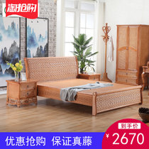  Real rattan woven bed One meter five rattan art single double bed 1 8 meters rattan bed Rattan wood bed Real plant rattan bed 3003