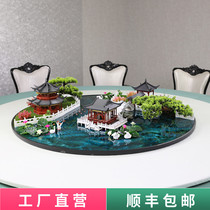 Flowers in the middle of the hotel table turntable creative table decoration simulation flower landscaping miniature garden round table decoration