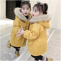  Next win girls  cotton clothes 2020 winter new middle and large childrens plus velvet parker clothes Korean version thick foreign style jacket