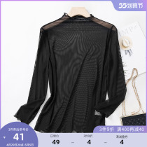 MSShe big code womens dress 2022 new spring dress fat mm swarm with slim fit and thin web yarn high collar bottom-shirt