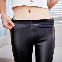 New autumn and winter ladyboy pants pu incognito leather pants matte high waist outer wear thick and velvet nine-point leggings