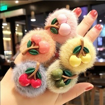 Explosive new plush cherry hair rope Hairband Korean version of simple temperament head rope girls tie hair accessories