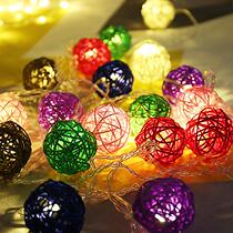 Thai rattan ball led light string 5cm room decoration lamp color light flash light string lamp full of stars outdoor small color light belt