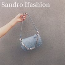 Sandro Ifashion texture bag women 2020 new fashion versatile baguette bag armpit shoulder bag tide