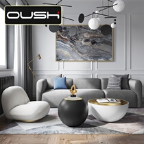 Modern light extravagant round tea table small family type living room net red ins minimalist home high face value creative tea table combination