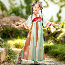 Hanfu girls summer style 2022 new dress female ancient style super fairy ancient costume little girl childrens skirt summer