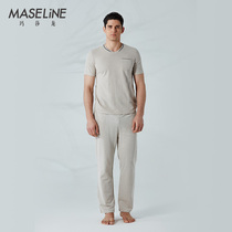 Marsalon (imitation of hemp) Sleeping mans summer middle-aged short sleeve thin cotton spring and autumn home delivery dad Fathers Day