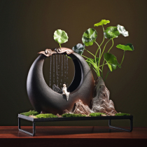 New Chinese style creative Feng Shui lucky running water decoration rockery fountain rain curtain Home living room Bedroom study decoration