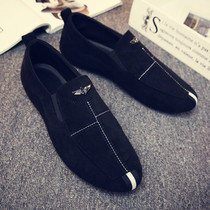 2021 spring new mens Korean version of the trend canvas shoes casual wild lazy Doudou shoes social boy mens shoes