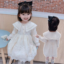 Girls 2021 autumn and winter new foreign style princess dress baby plus velvet lace dress little girl Korean skirt