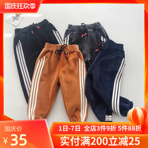 Children plus velvet sweatpants autumn and winter 2021 New Baby double-sided velvet trousers small children Boy golden velvet pants