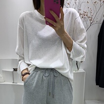  Mountain view womens womens top 2021 new white cufflinks T long-sleeved solid color loose thin breathable and comfortable