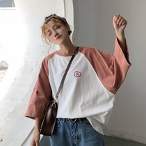 Summer loaded short sleeves T-shirt schoolgirl loose ulzzang cartoon 100 lap original overnight wind bf Korean version of half sleeve blouses
