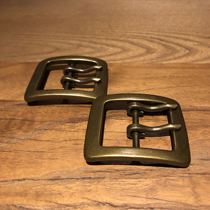 Bronze square Japanese word buckle retro double needle Japanese word buckle pure copper Beckham belt buckle inner diameter 40mm