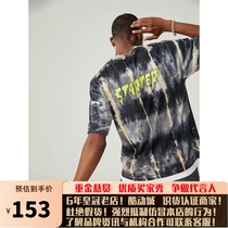 STARTER men and women with the same tie dye color color text trend casual round neck short sleeve t-shirt