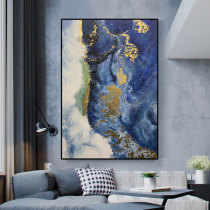American modern minimalist light and luxurious gold leaf decoration painting pure hand-painted oil painting gold light flow cloud into the family Xuanguan hanging painting