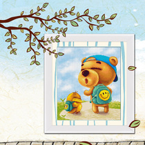 ABV cotton print 2017 new cross stitch living room bedroom children cartoon bear to go to school